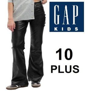 Kids Gap High Rise Vegan Leather 70s Flare Pants - Size 10 Plus - Black